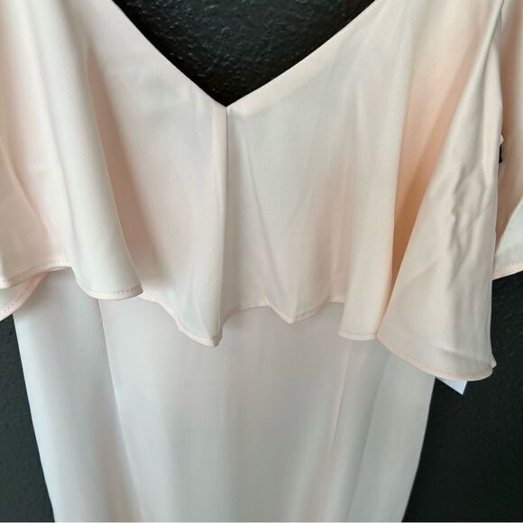 REVOLVE, LPA V Neck Ruffle Gown in Champagne - Picture 6 of 16